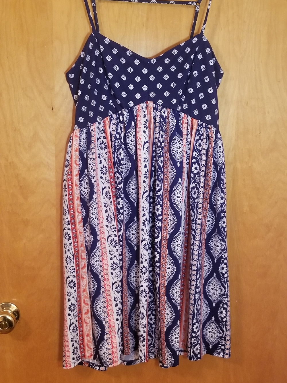 Maurices Navy and Coral Patterned Girls' Sundress